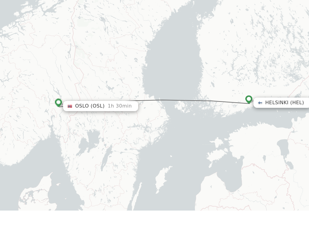 Flights from Helsinki to Oslo route map