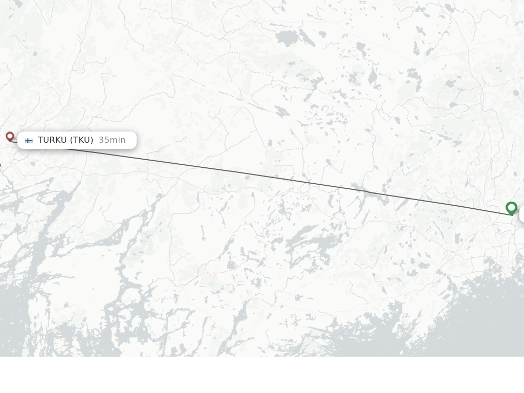 Flights from Helsinki to Turku route map