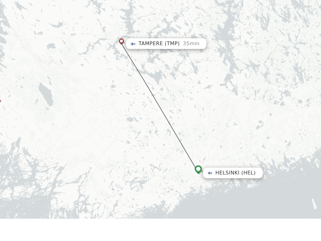 Flights from Helsinki to Tampere route map