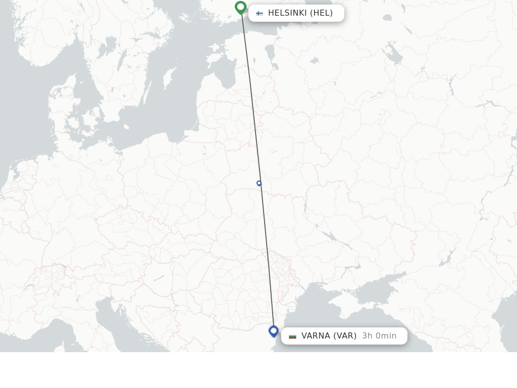 Flights from Helsinki to Varna route map