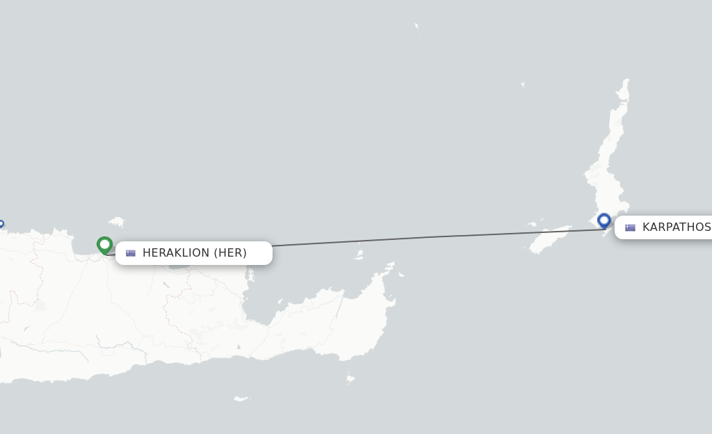 Flights from Heraklion to Karpathos route map