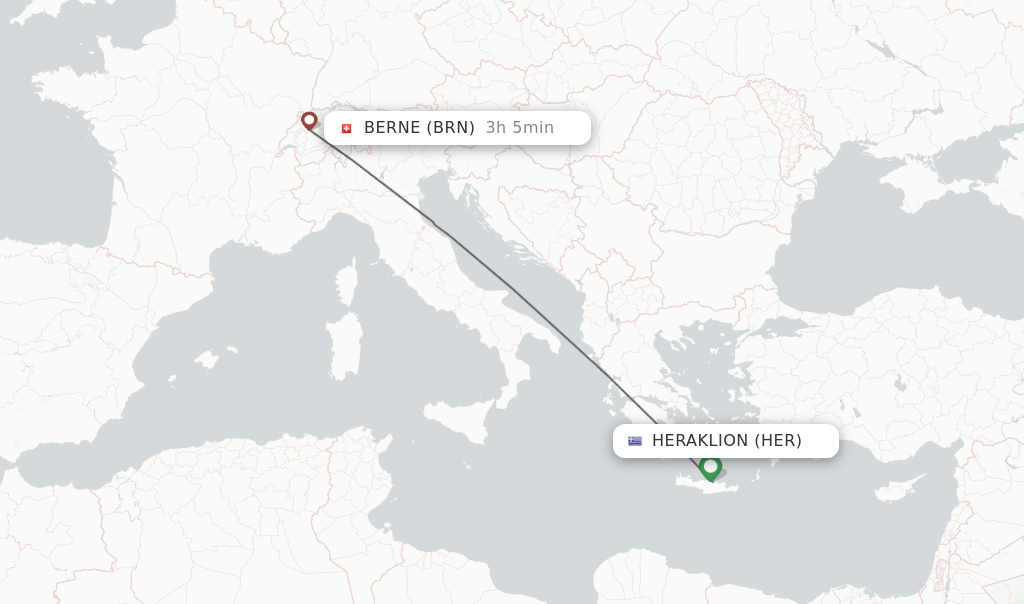 Flights from Heraklion to Berne route map