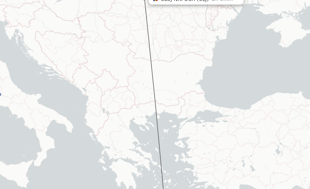 Flights from Heraklion to Cluj-Napoca route map