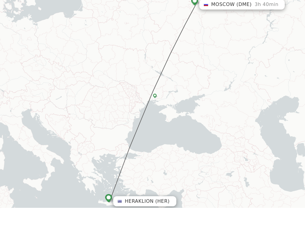 Flights from Heraklion to Moscow route map