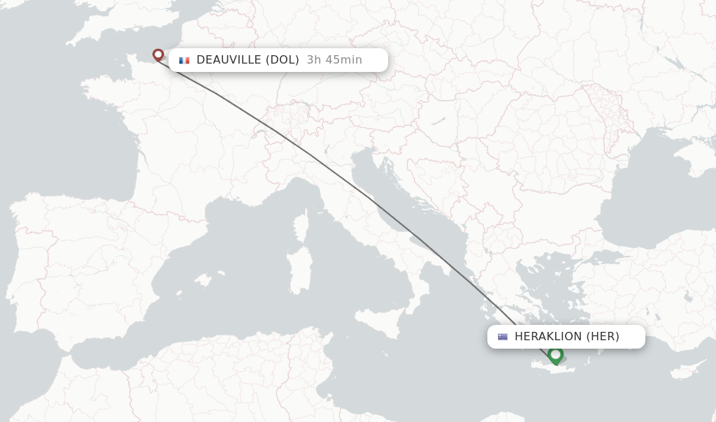 Flights from Heraklion to Deauville route map
