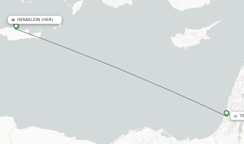 Flights from Heraklion to Tel Aviv-Yafo route map