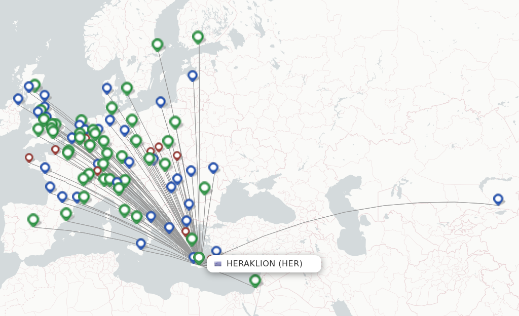 Flights from Heraklion to La Rochelle route map