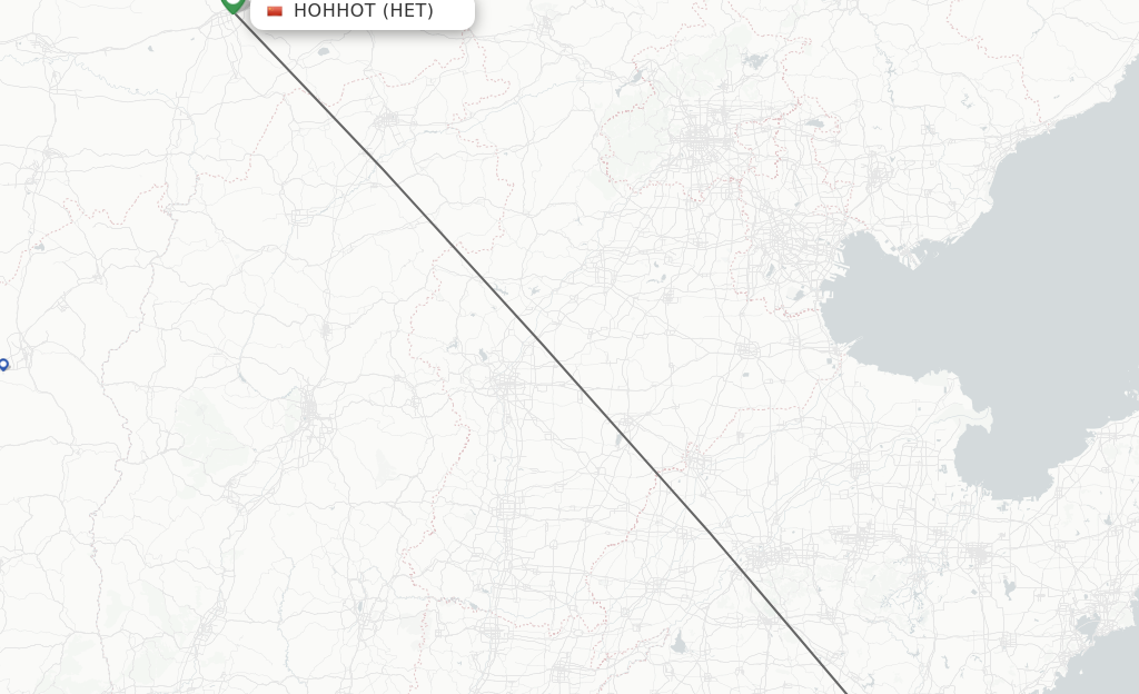 Flights from Hohhot to Linyi route map