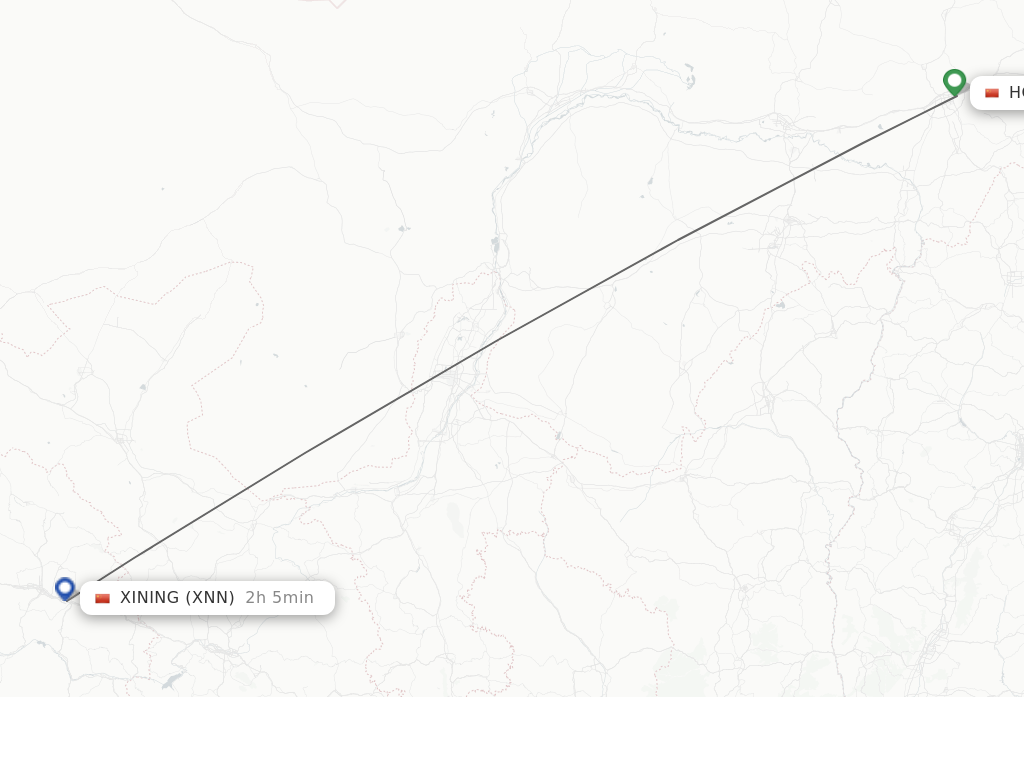 Flights from Hohhot to Xining route map