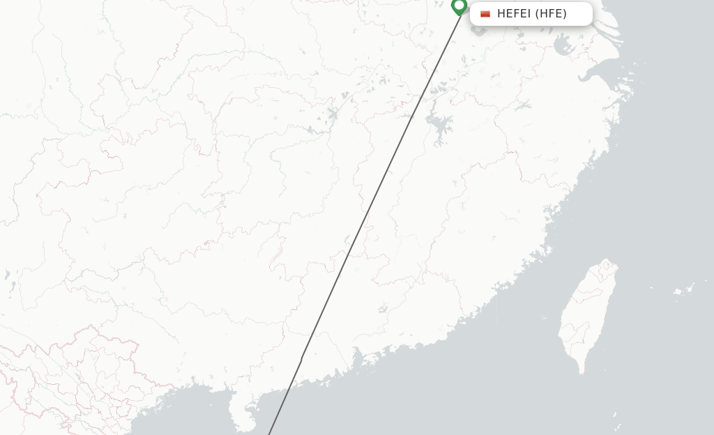 Flights from Hefei to Qionghai route map