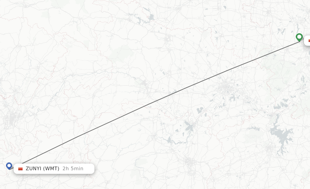 Flights from Hefei to Zunyi route map