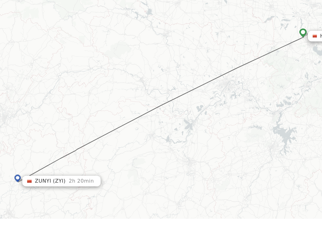 Flights from Hefei to Zunyi route map