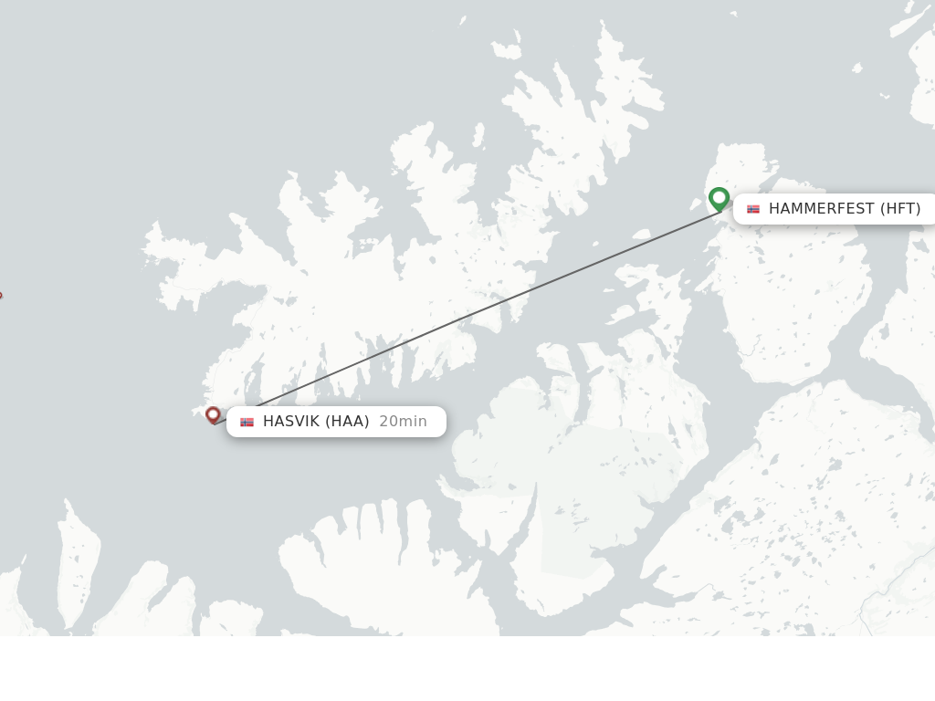 Flights from Hammerfest to Hasvik route map