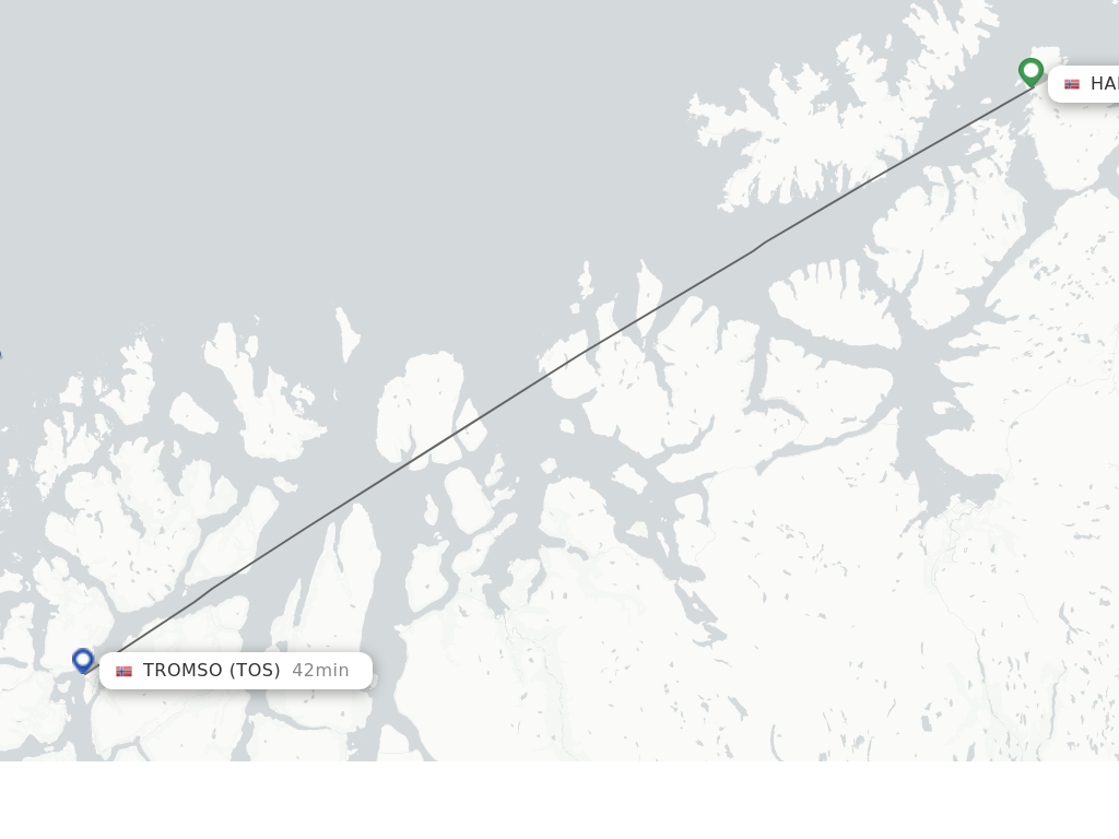 Flights from Tromso to Hammerfest route map