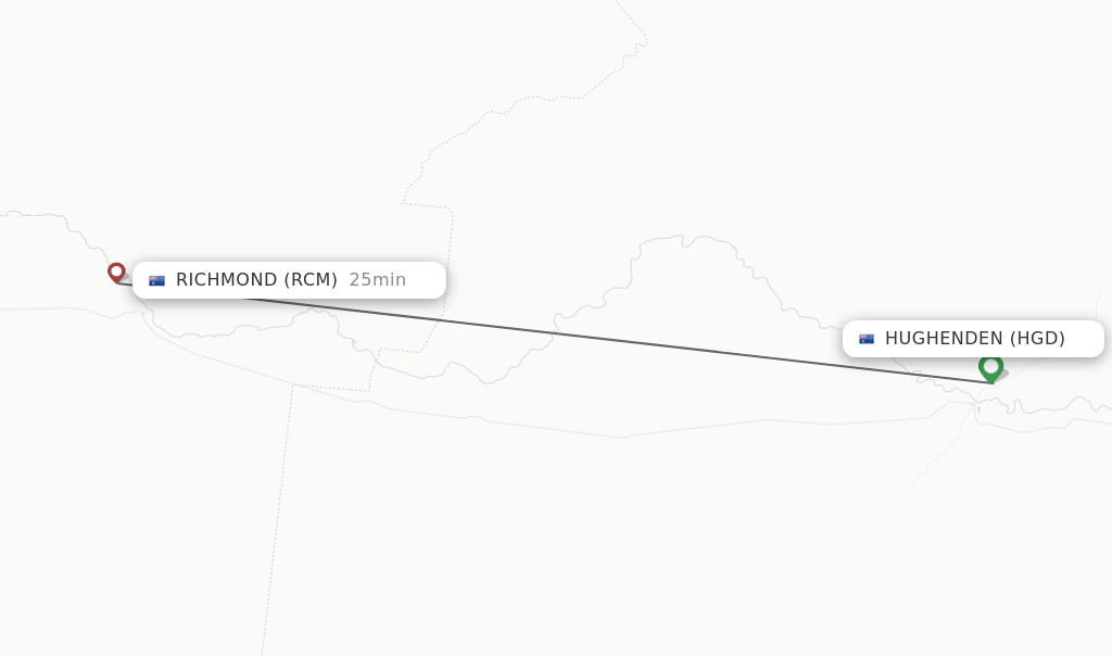 Flights from Hughenden to Richmond route map