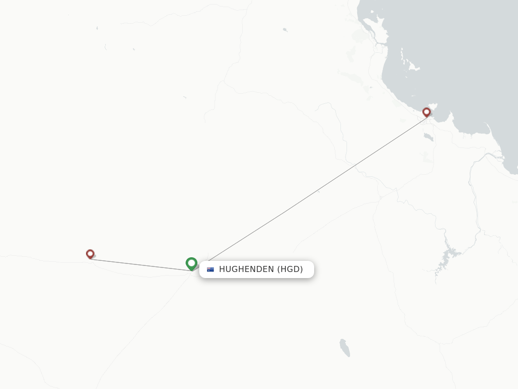 Flights from Hughenden to Townsville route map