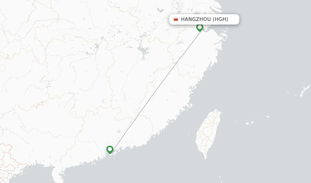 Route map with flights from Hangzhou with Hong Kong Airlines