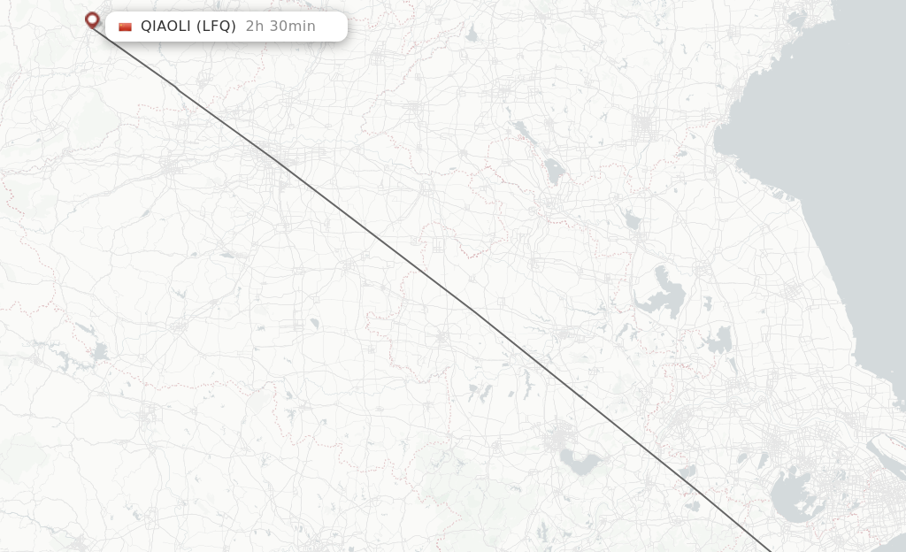 Flights from Hangzhou to Qiaoli route map