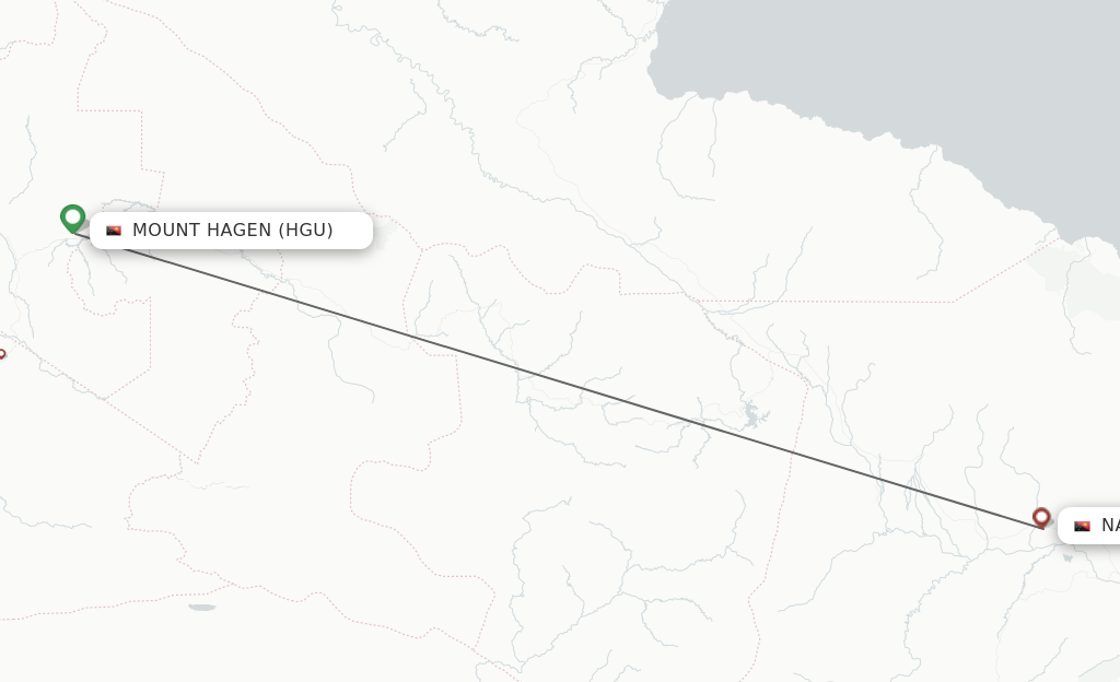 Flights from Mount Hagen to Lae route map