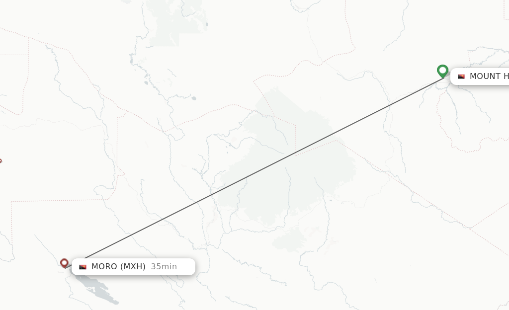 Flights from Mount Hagen to Moro route map