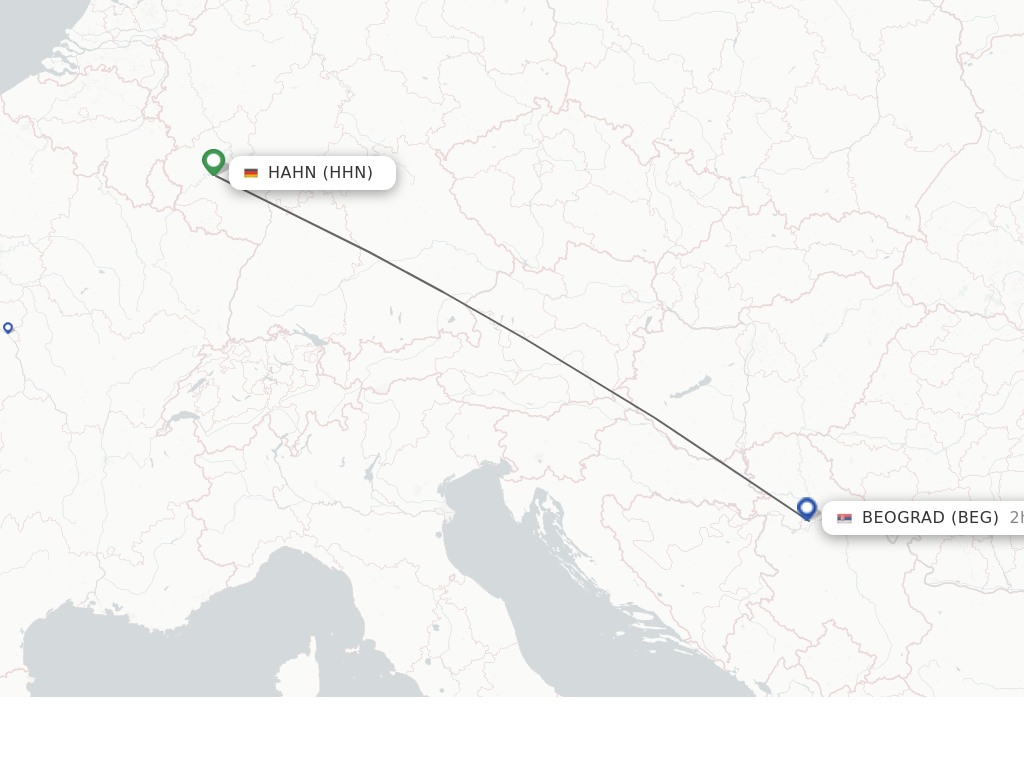 Flights from Hahn to Beograd route map