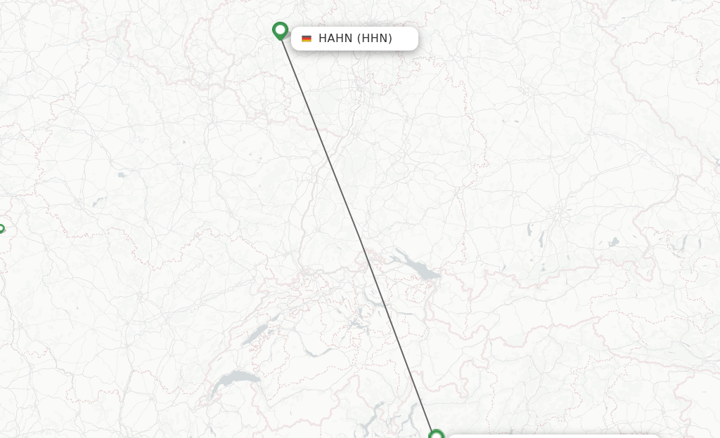 Flights from Hahn to Milan route map
