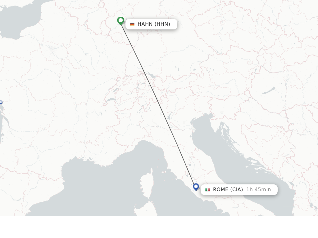 Flights from Hahn to Rome route map