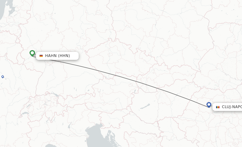 Flights from Hahn to Cluj-Napoca route map