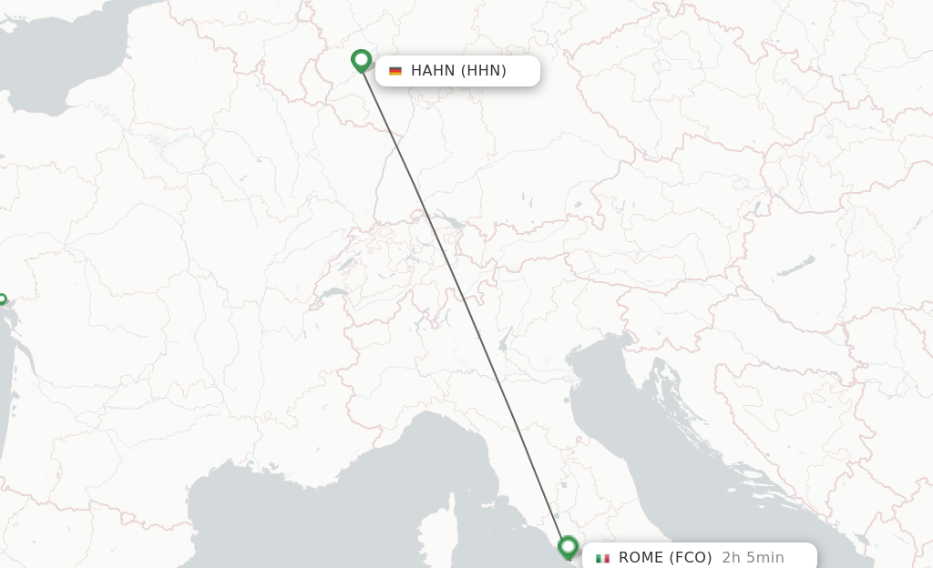 Flights from Hahn to Rome route map