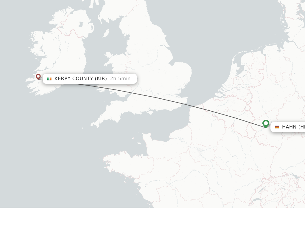 Flights from Hahn to Kerry County route map