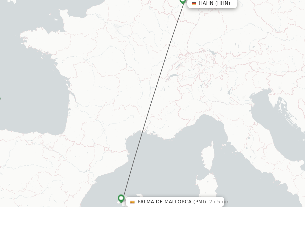 Flights from Hahn to Palma De Mallorca route map