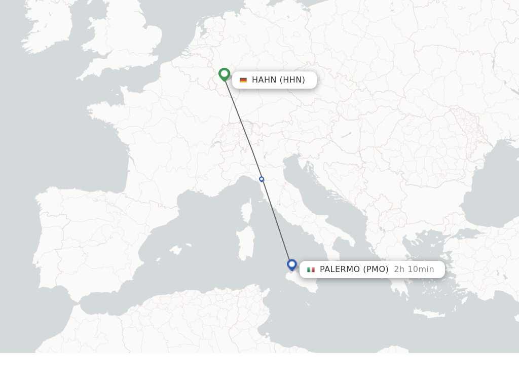 Flights from Hahn to Palermo route map