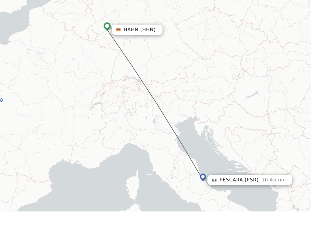 Flights from Hahn to Pescara route map