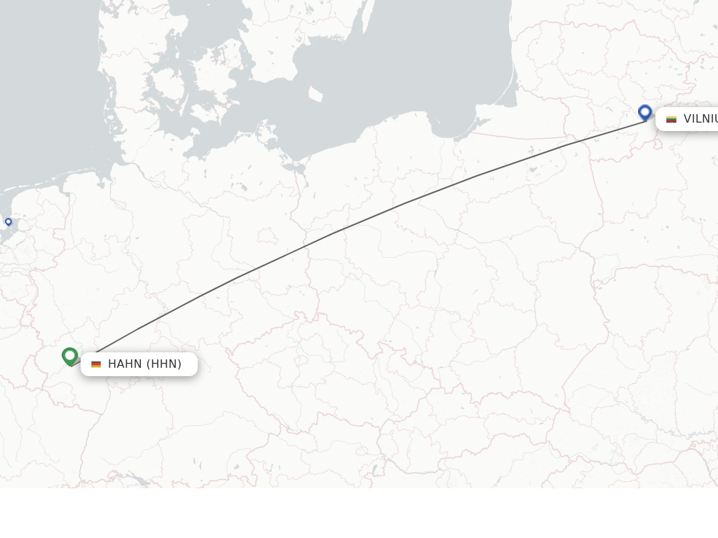 Flights from Hahn to Vilnius route map