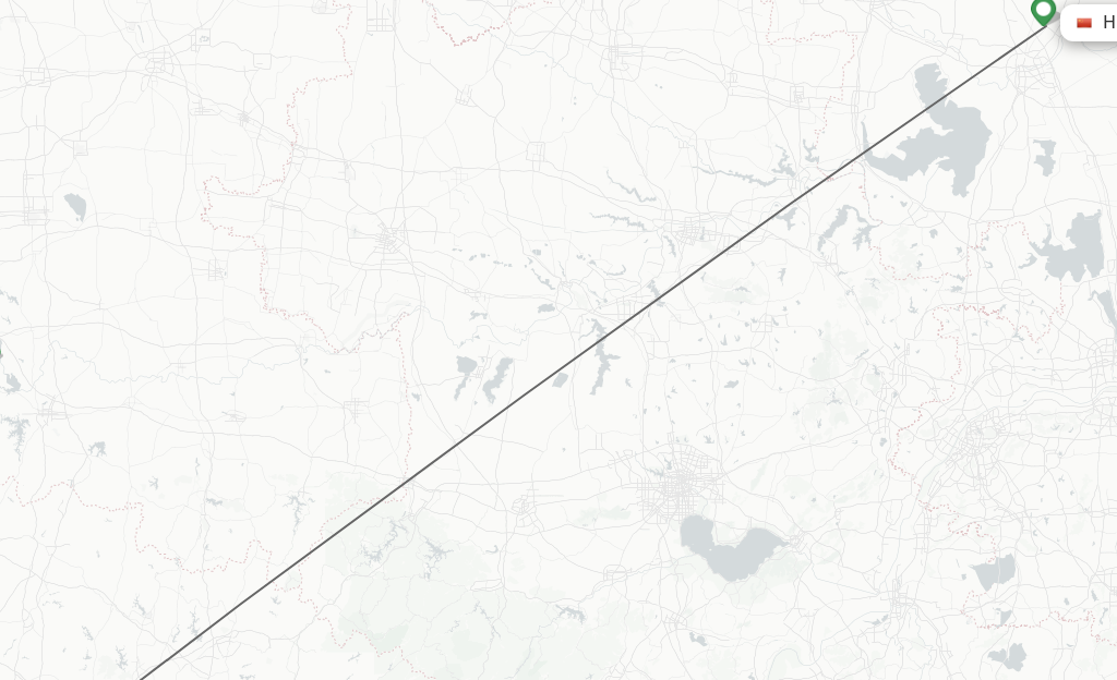 Flights from Huai'an to Wuhan route map