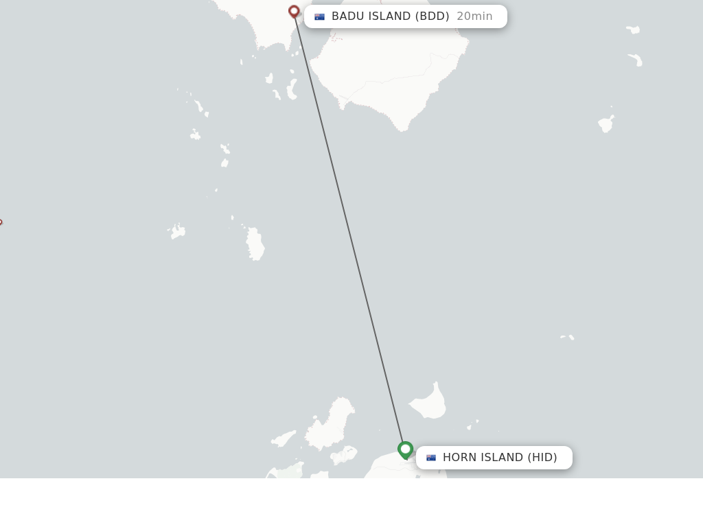 Flights from Horn Island to Badu Island route map