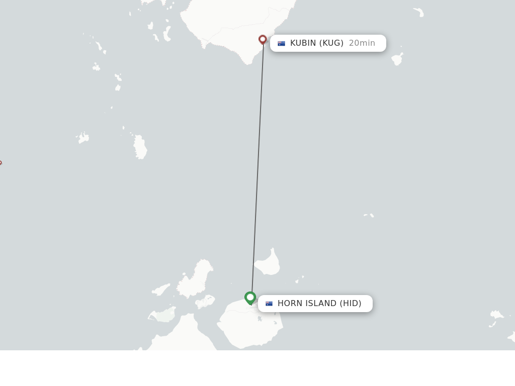 Flights from Horn Island to Kubin Island route map