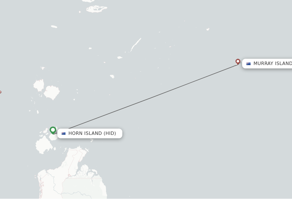 Flights from Horn Island to Murray Island route map