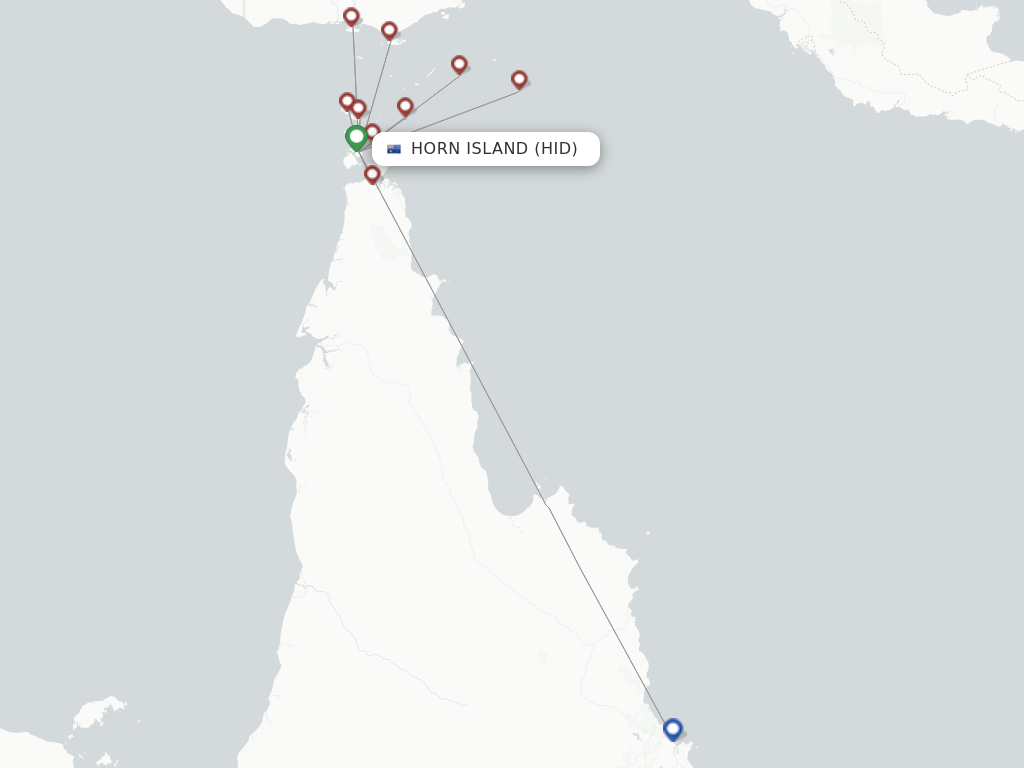 Flights from Horn Island to Weipa route map