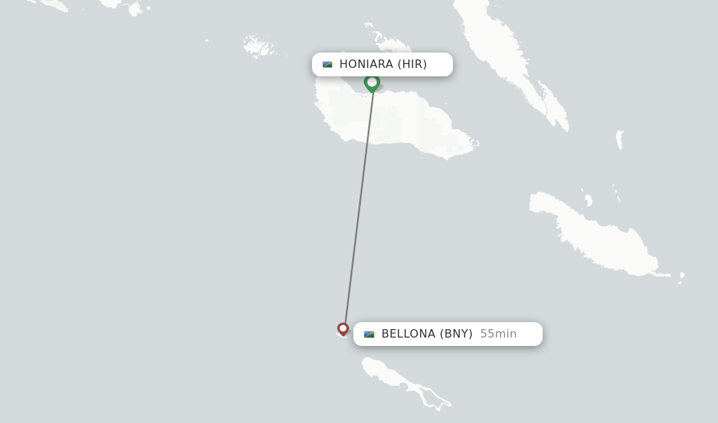 Flights from Honiara to Bellona route map