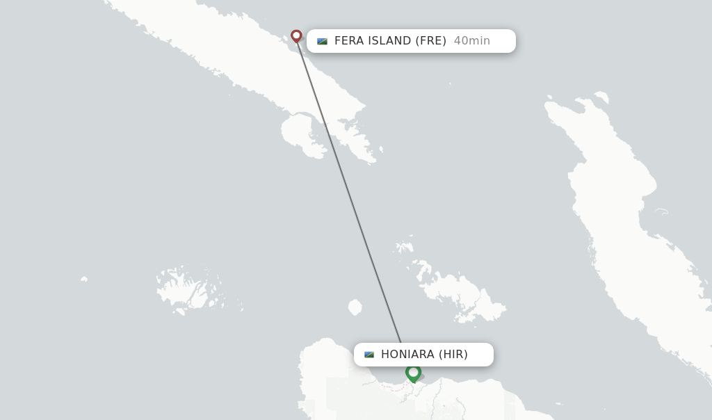 Flights from Honiara to Fera Island route map
