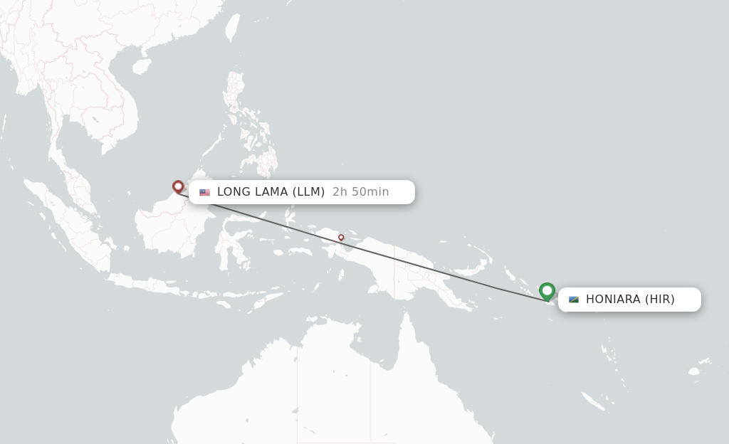 Flights from Honiara to Lomlom route map