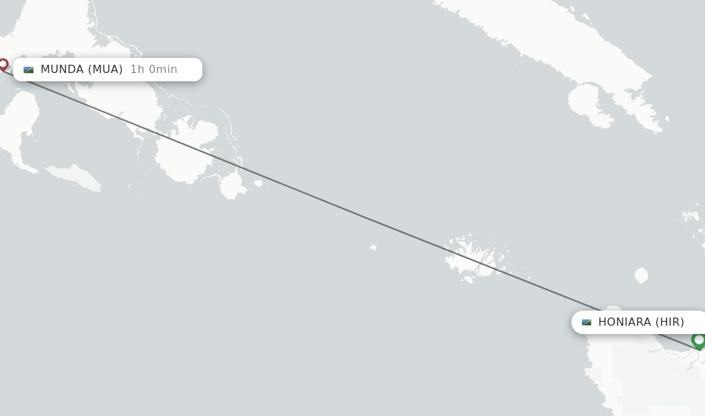 Flights from Honiara to Munda route map