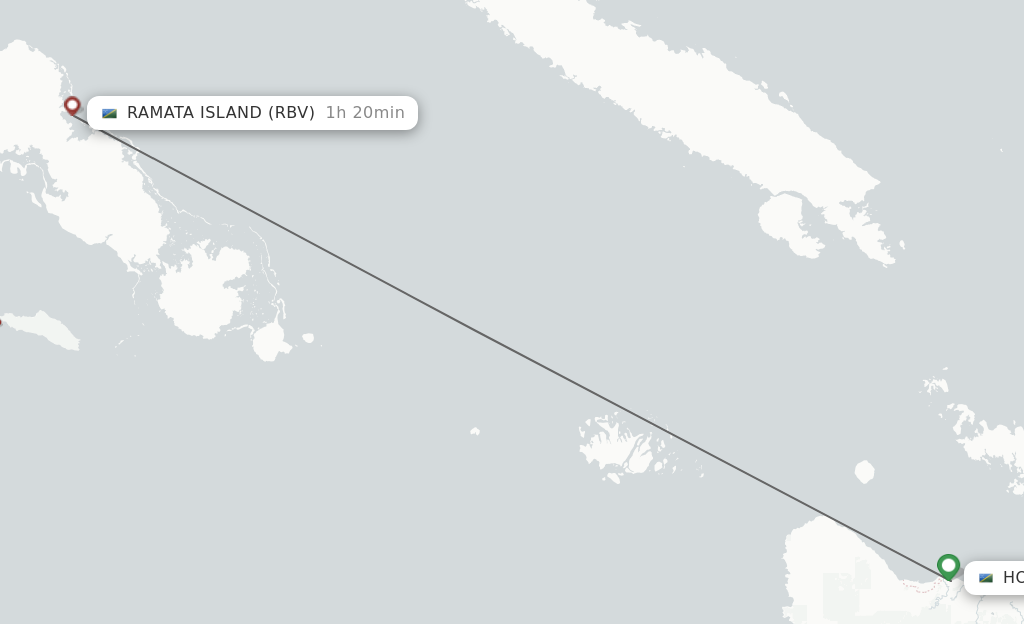 Flights from Ramata to Honiara route map