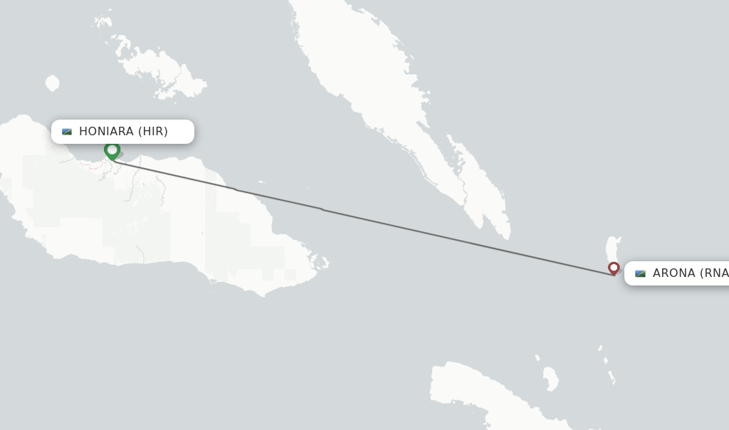 Flights from Arona to Honiara route map