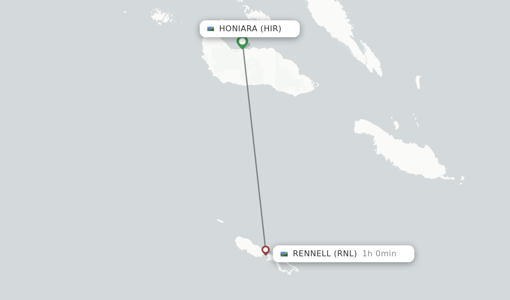 Flights from Honiara to Rennell route map