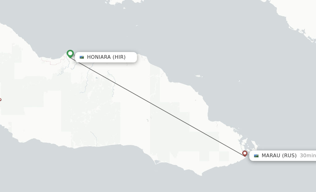 Flights from Honiara to Marau route map