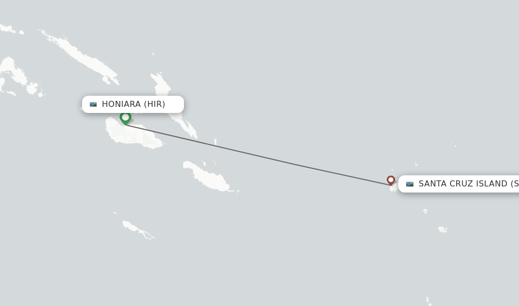 Flights from Honiara to Santa Cruz Island route map
