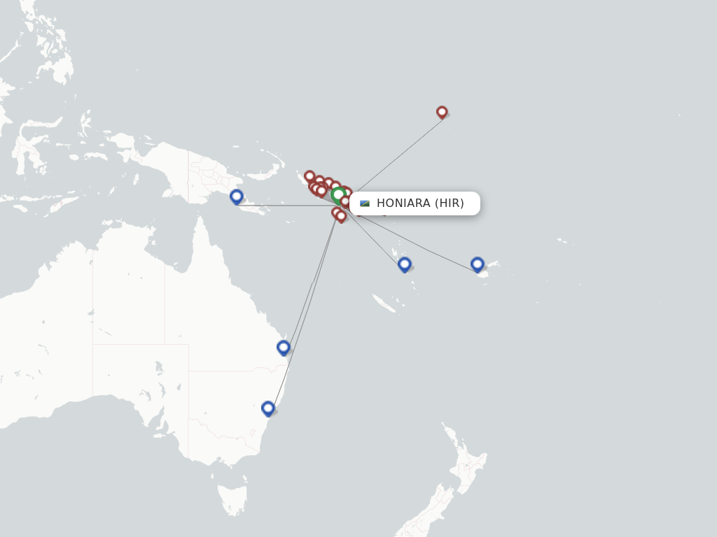 Flights from Honiara to Kwailibesi route map