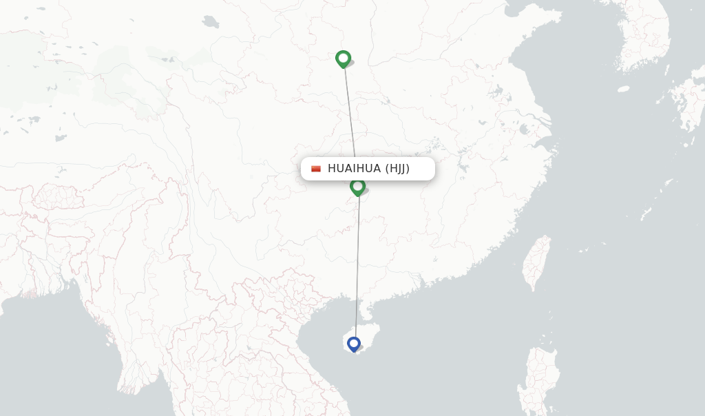 Route map with flights from Huaihua with Air Changan
